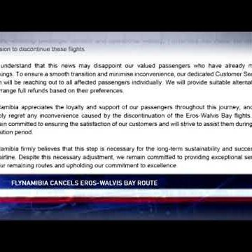 FlyNamibia cancels Eros and Walvis Bay domestic flights- nbc