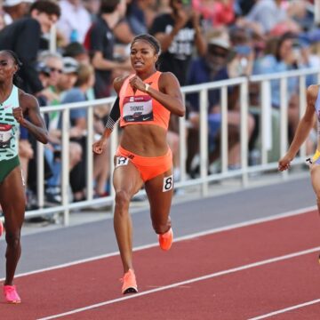 Thomas posts world-leading 21.60 to claim US women’s 200m title