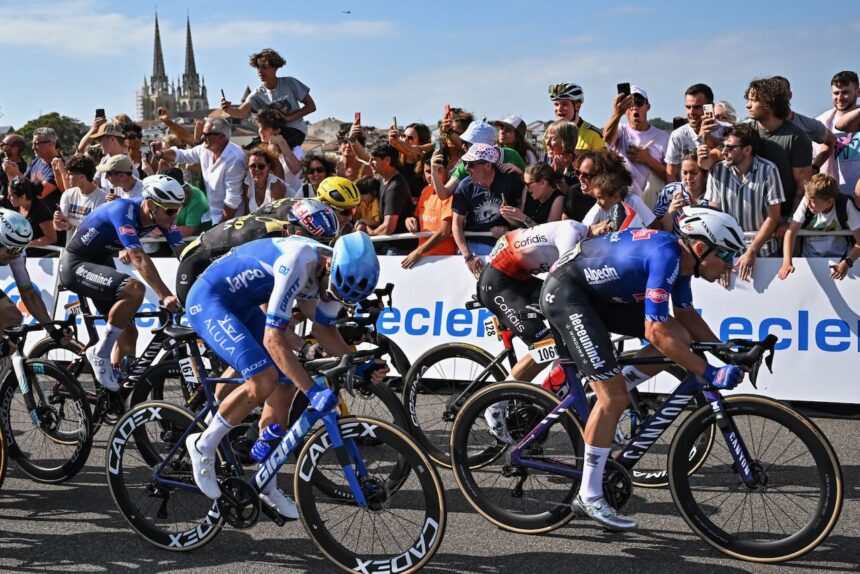 Jasper Philipsen avoids disaster in sprint for Tour de France third stage win