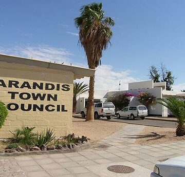 Disgruntled community members camp in front of the town’s authority in Arandis