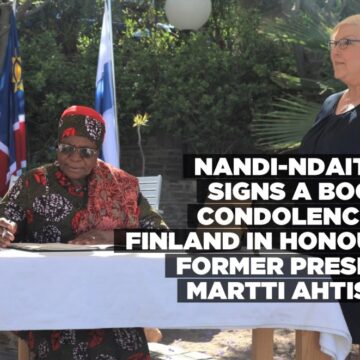 Nandi-Ndaitwah signs a book of condolences to Finland in honour of former President Martti Ahtisaari