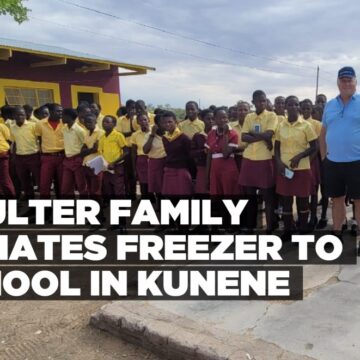 Boulter family donates freezer to school in Kunene