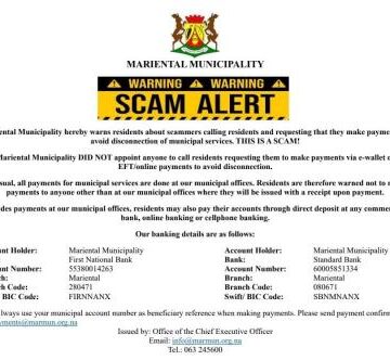 Mariental residents warned against scammers