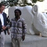 RMB Namibia and local artist unveil white marble rhino sculpture for anti-poaching efforts