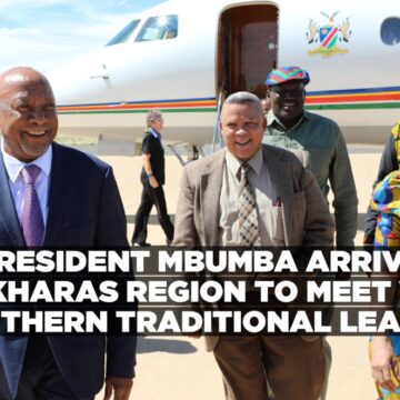 President Mbumba arrives in //Kharas Region to meet with southern traditional leaders