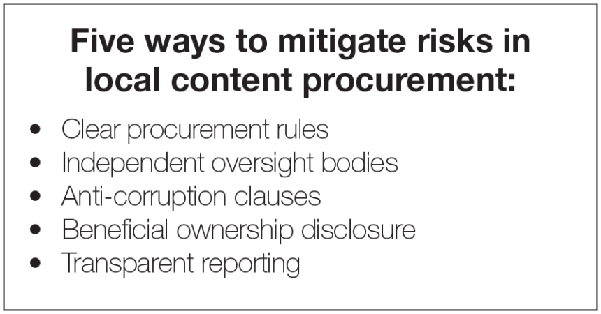 Local content carries corruption risks